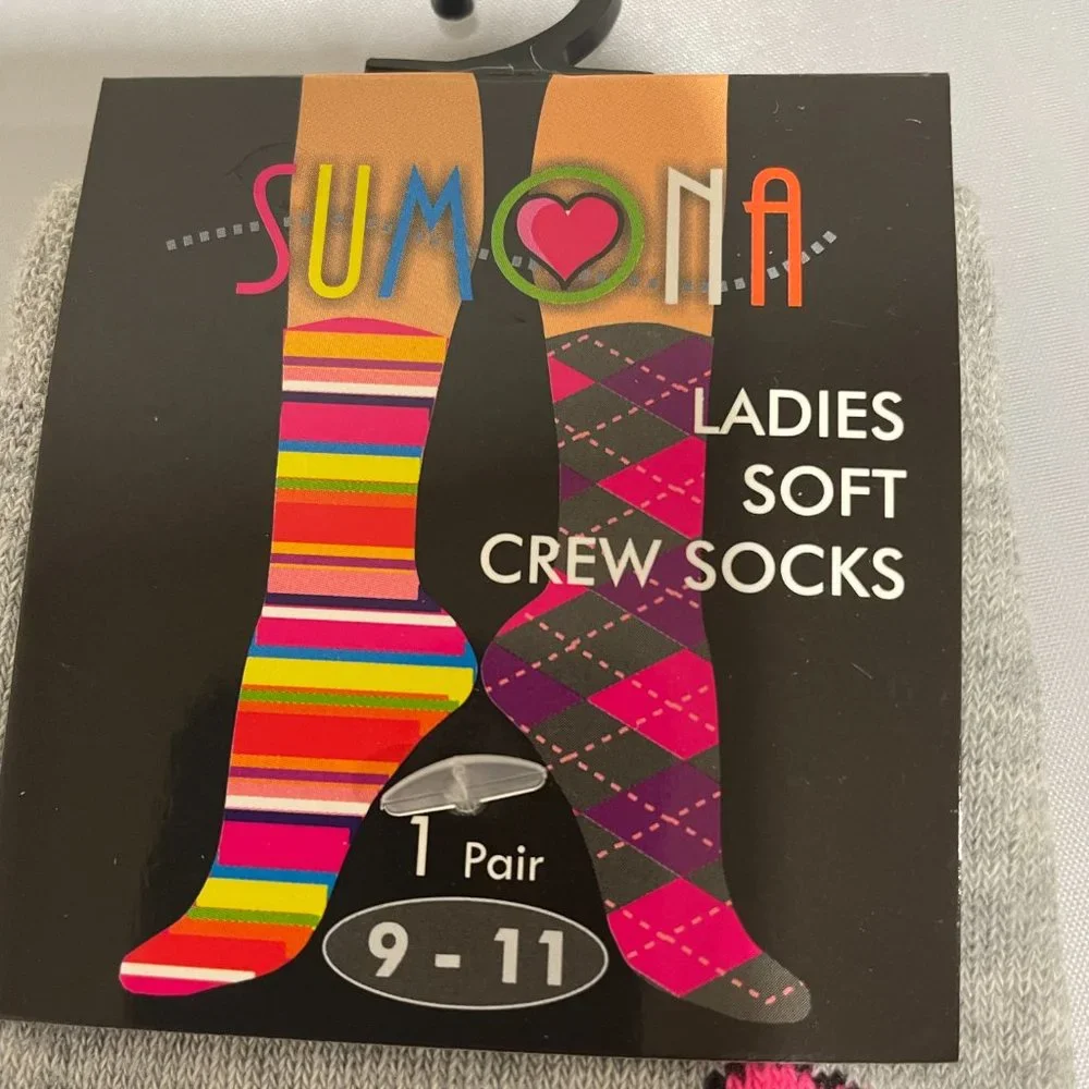 Super Cute Ladies Crew Socks  2 Pairs Soft Long Socks 1Pair(9-11) 1Pair(5-10)